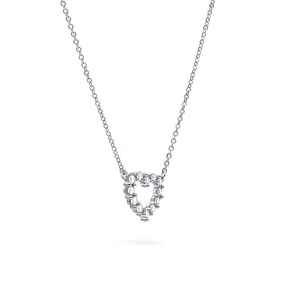 Sterling Silver CZ Outline Heart Necklace