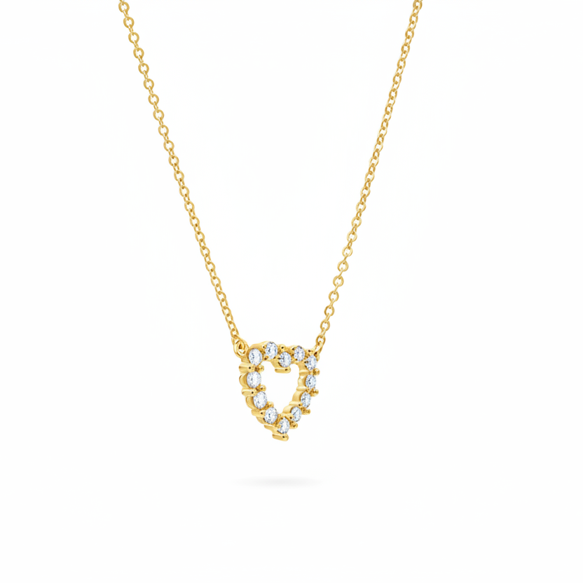 Sterling Silver CZ Outline Heart Necklace