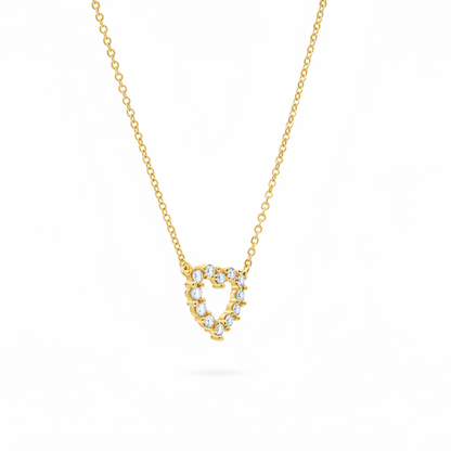 Sterling Silver CZ Outline Heart Necklace