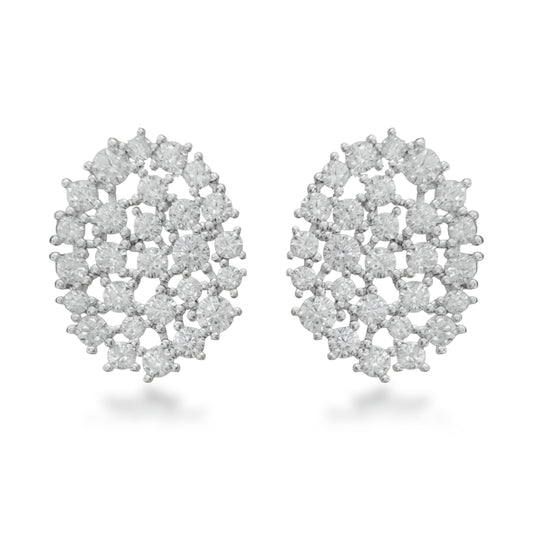 Sterling Silver Sprinkled Oval Stud Earring