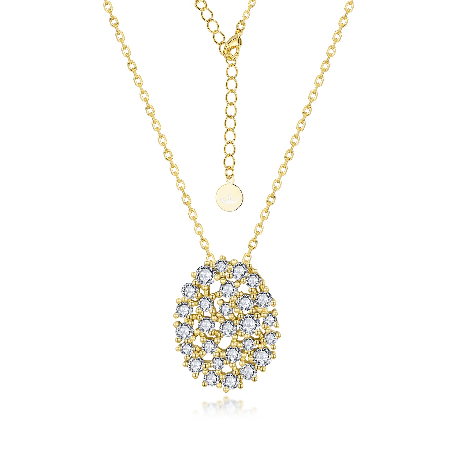 Sterling Silver Oval Sprinkled CZ Necklace