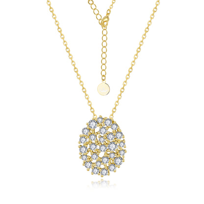 Sterling Silver Oval Sprinkled CZ Necklace