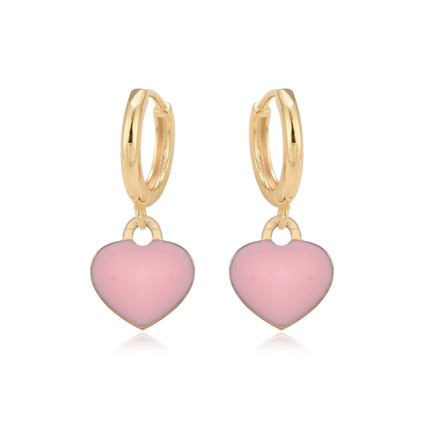 Surgical Steel Gold Plated Enamel Heart Earring