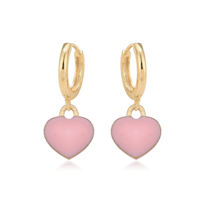 Surgical Steel Gold Plated Enamel Heart Earring