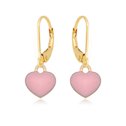 Surgical Steel Gold Plated Enamel Heart Earring