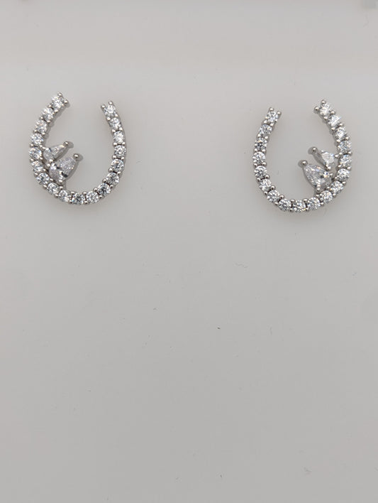 Sterling Silver Small "J" CZ Earring