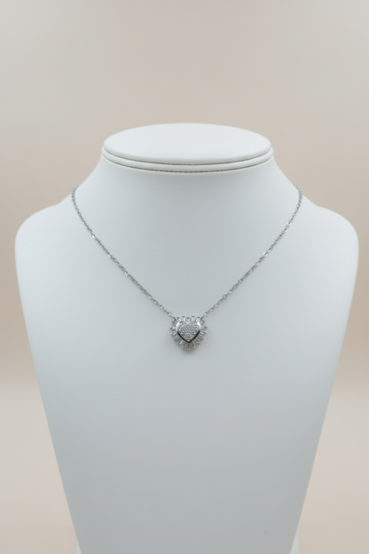 10K Gold 9mm Diamond Heart Necklace