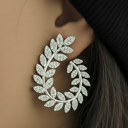 Sterling Silver Olive Wreath CZ Earring
