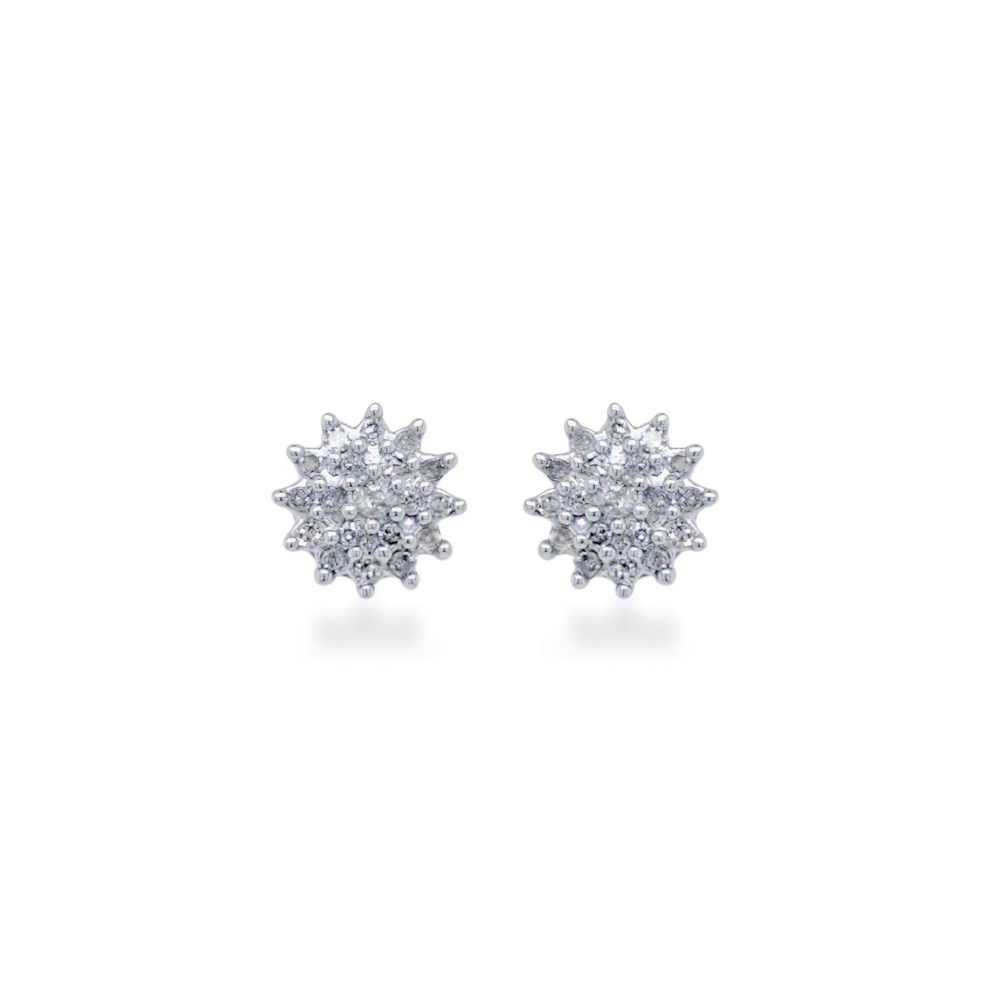 10K Gold Diamond Round Pave Stud Earrings