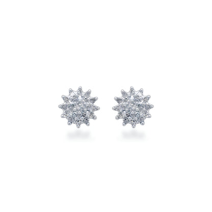 10K Gold Diamond Round Pave Stud Earrings