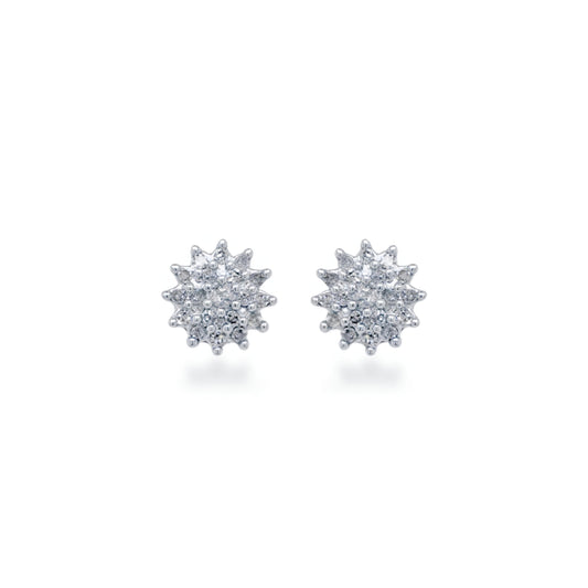 10K Gold Diamond Round Pave Stud Earrings