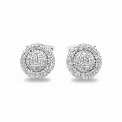 Sterling Silver Circle Two Layer Cufflinks