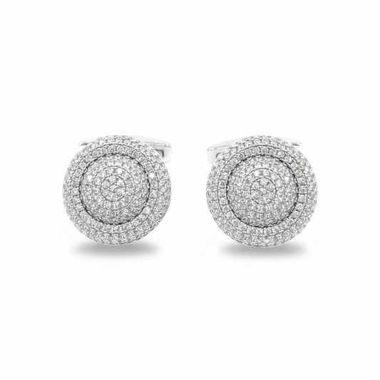 Sterling Silver Circle Two Layer Cufflinks