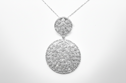 14K White Gold and Diamond Circle Pendant Necklace
