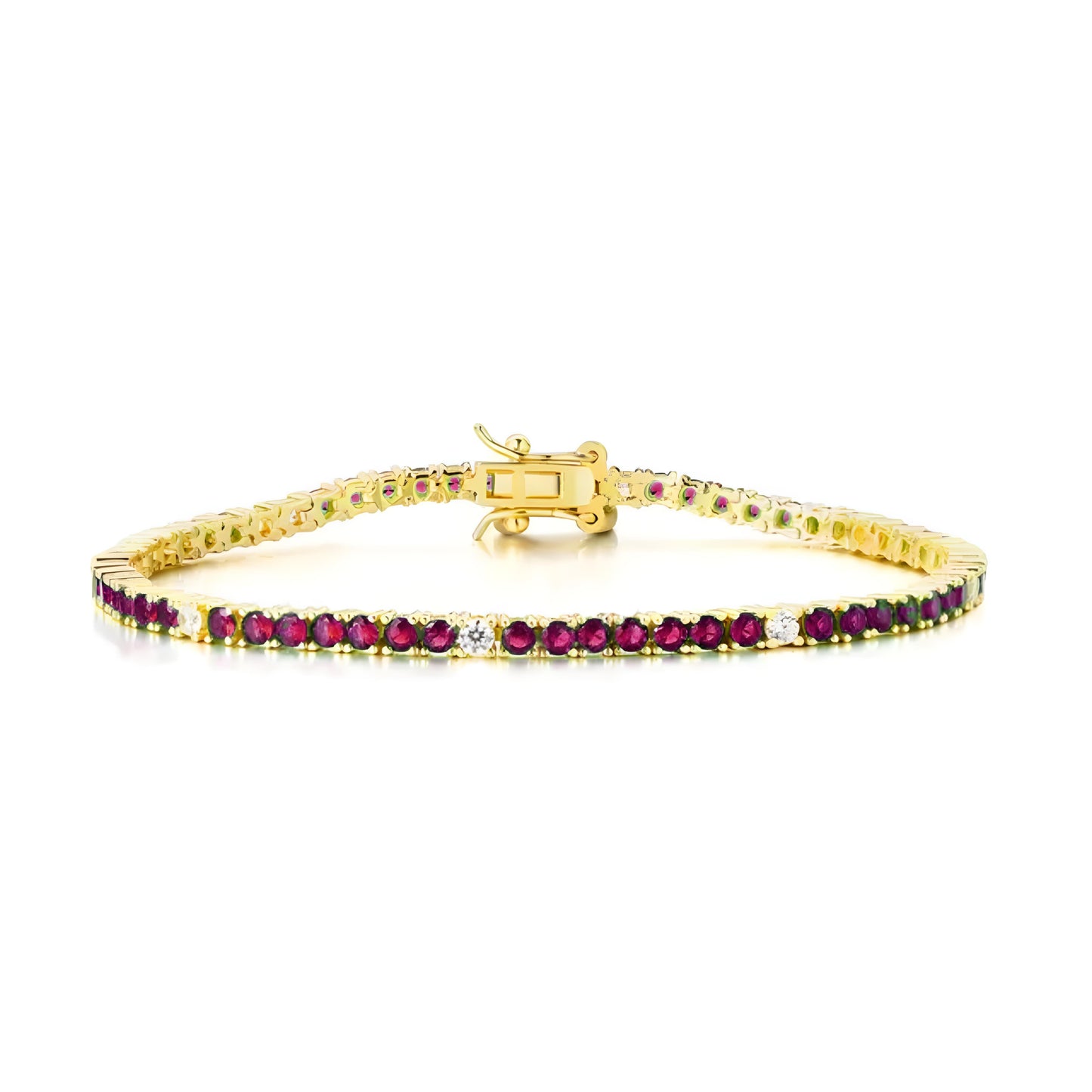 Sterling Silver Ruby, Emerald, and Sapphire Colored CZ Stone Bracelet