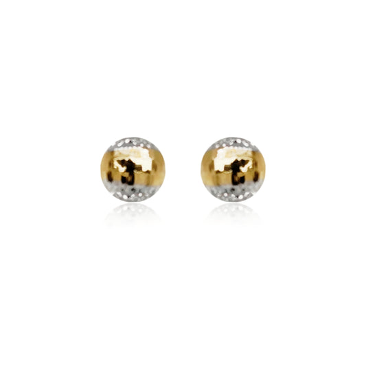14k Gold Diamond Cut Circle Stud Earrings