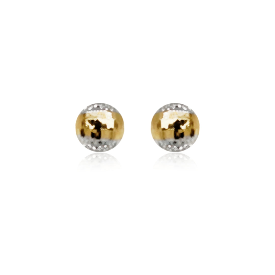 14k Gold Diamond Cut Circle Stud Earrings