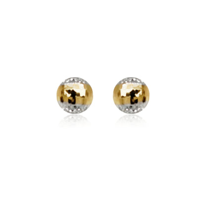 14k Gold Diamond Cut Circle Stud Earrings