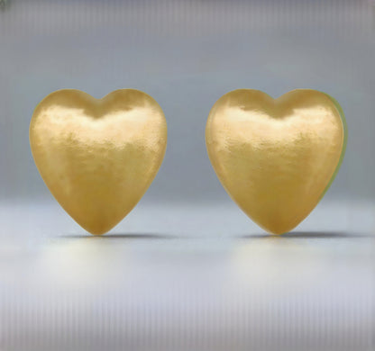 Gold Plated Surgical Steel Puffy Heart Stud Earrings