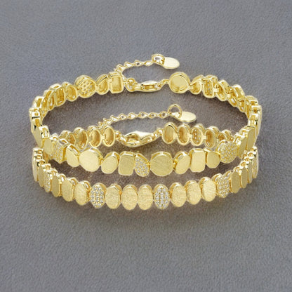 Gold Plated Sterling Silver Multi Shaped Link Bracelet