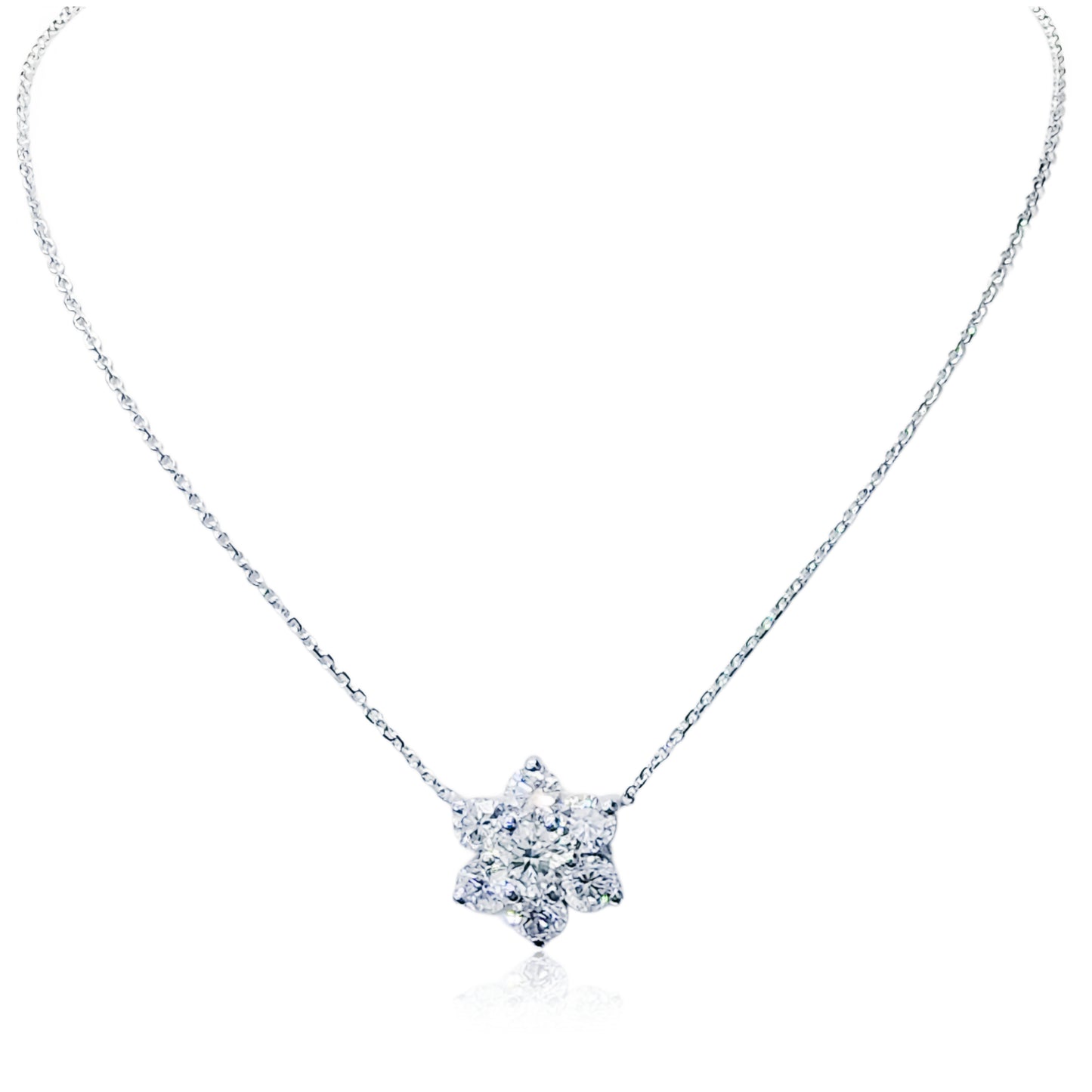 Lab Grown Diamond Flower Cluster Pendant Necklace