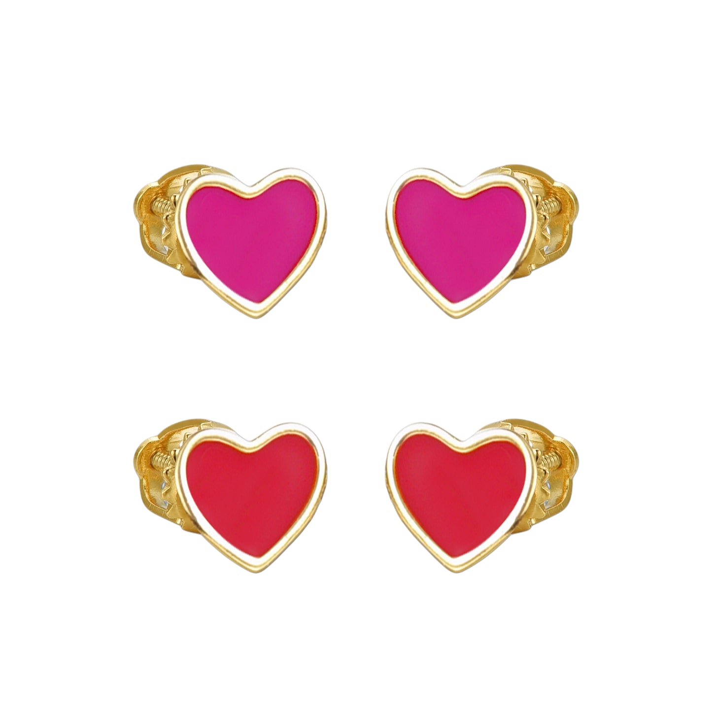 Gold Plated Surgical Steel Enamel Heart Stud Earrings