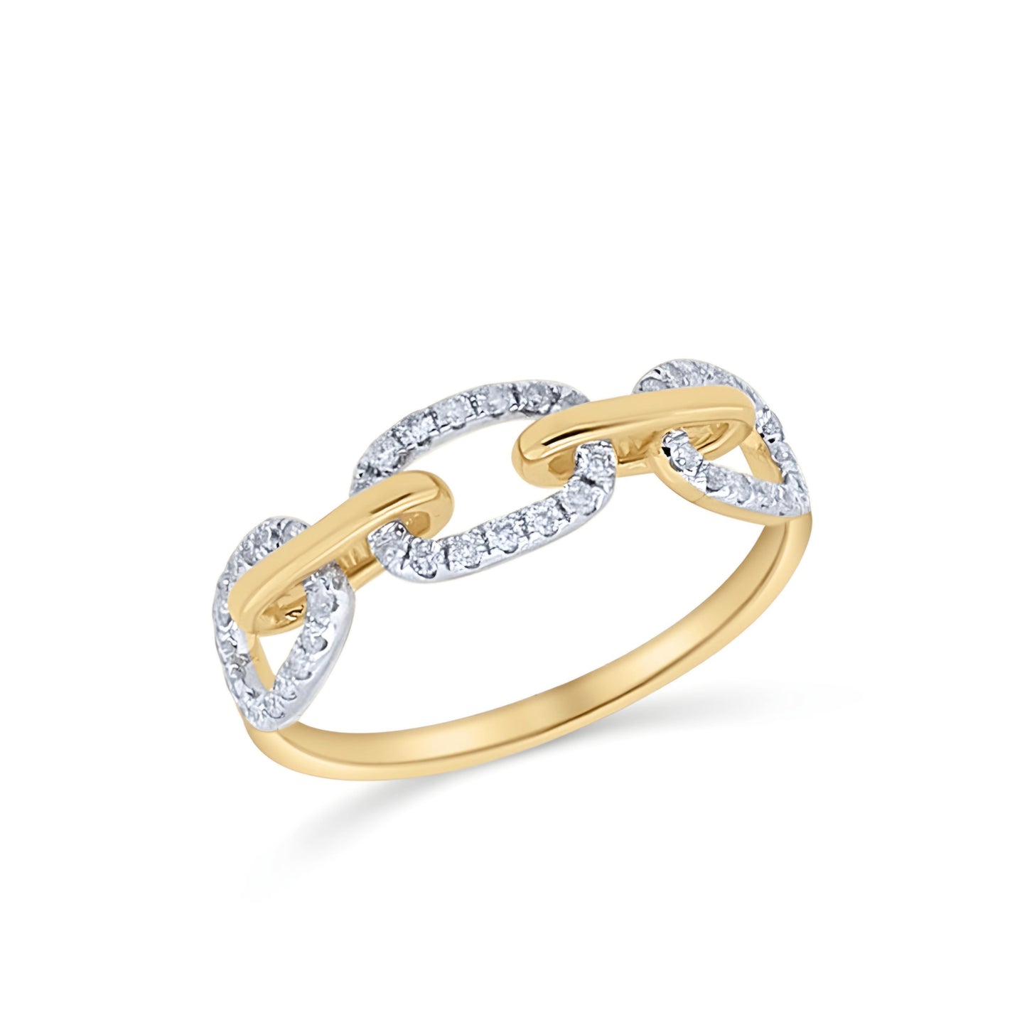 14K Gold Diamond Paperclip Ring