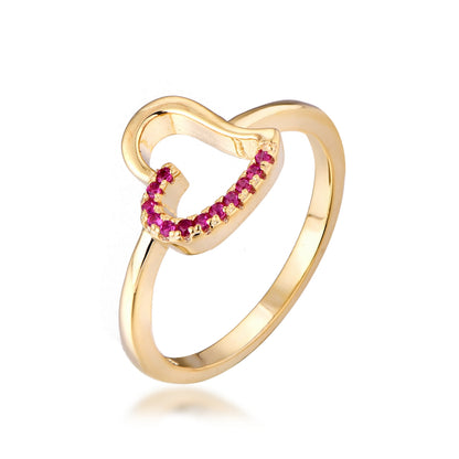 Sterling Silver Gold Plated Colorful Angled Heart Ring