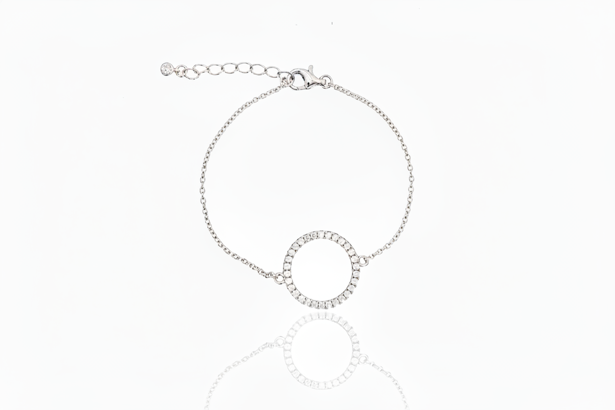 Sterling Silver Medium CZ Circle Bracelet