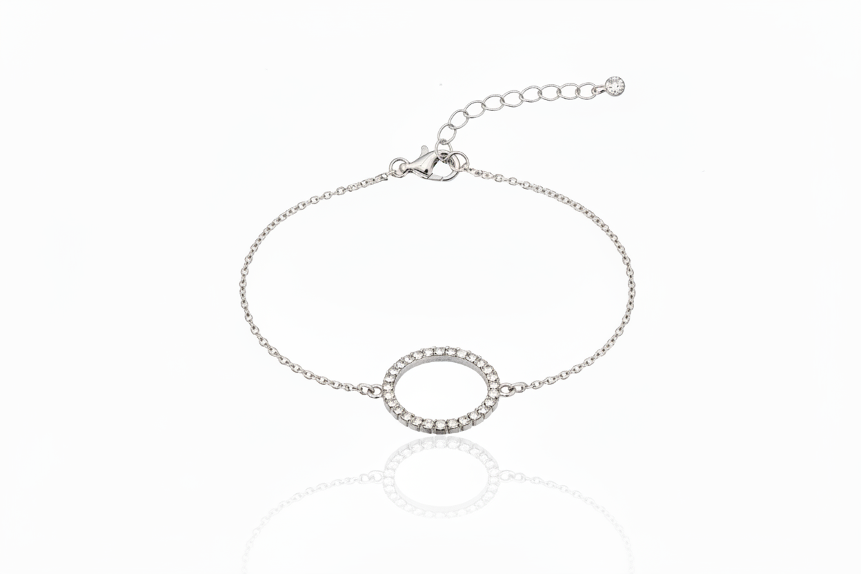 Sterling Silver Medium CZ Circle Bracelet