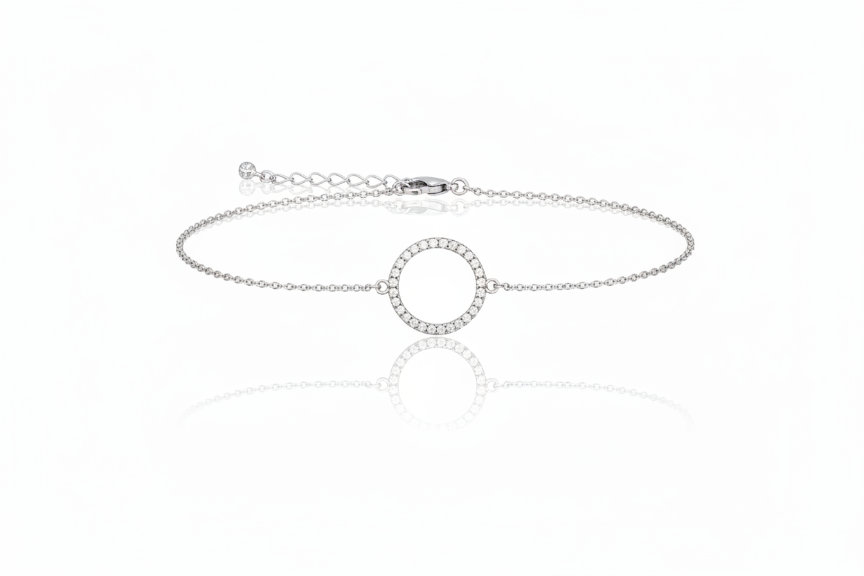 Sterling Silver Medium CZ Circle Bracelet