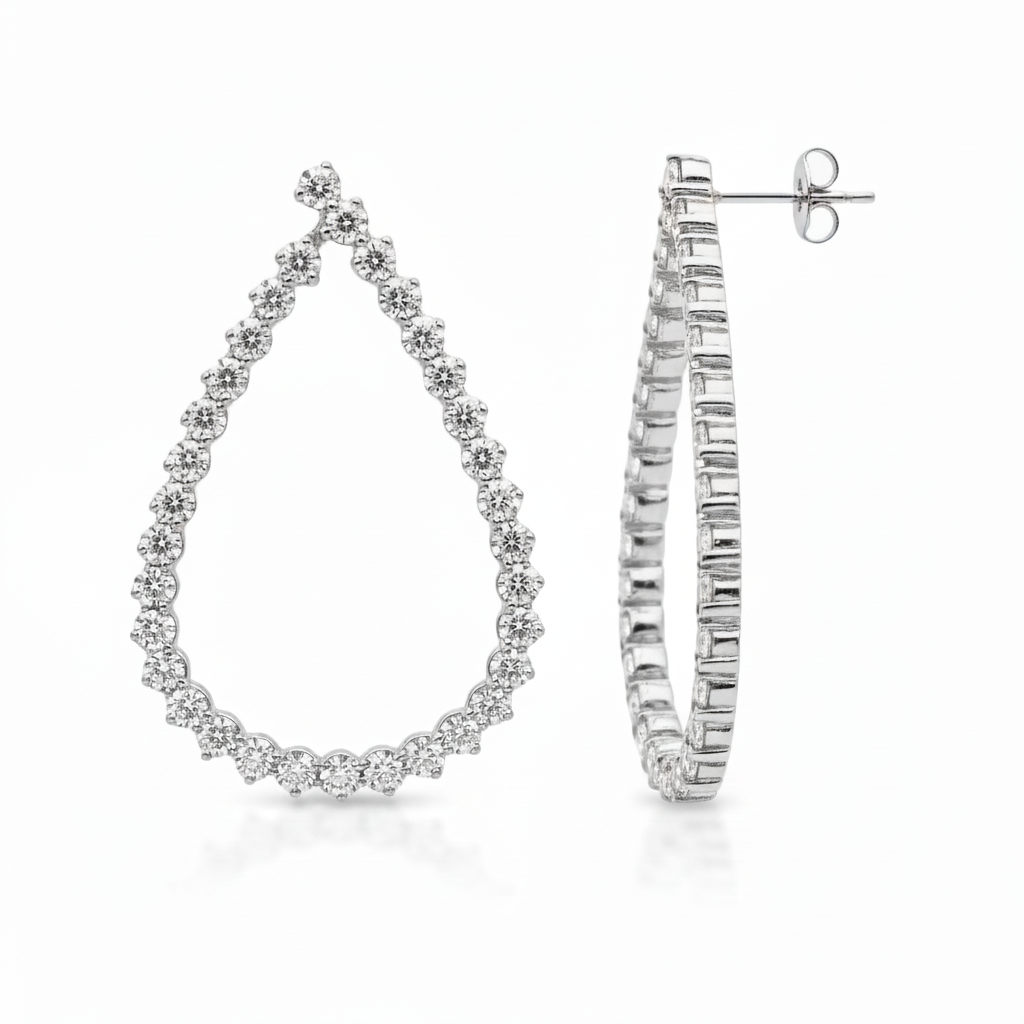 Sterling Silver Large CZ Teardrop Earring