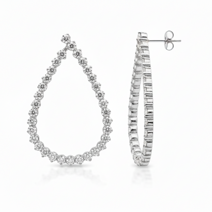 Sterling Silver Large CZ Teardrop Earring