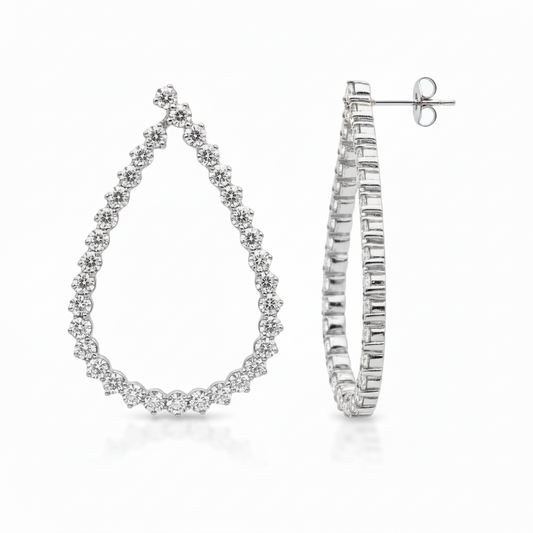 Sterling Silver Large CZ Teardrop Earring