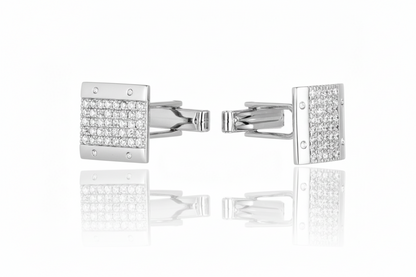 Sterling Silver Micropave Rectangular Cufflinks