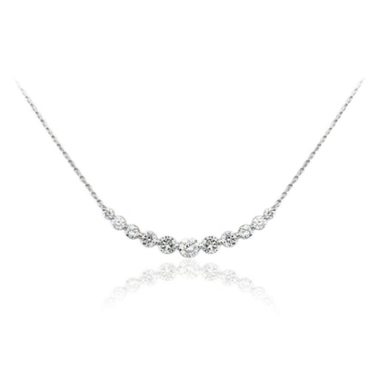 14k Gold and Diamond Curved Bar Necklace - HK Jewels