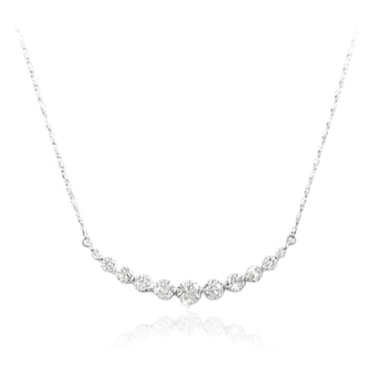 14k Gold and Diamond Curved Bar Necklace - HK Jewels