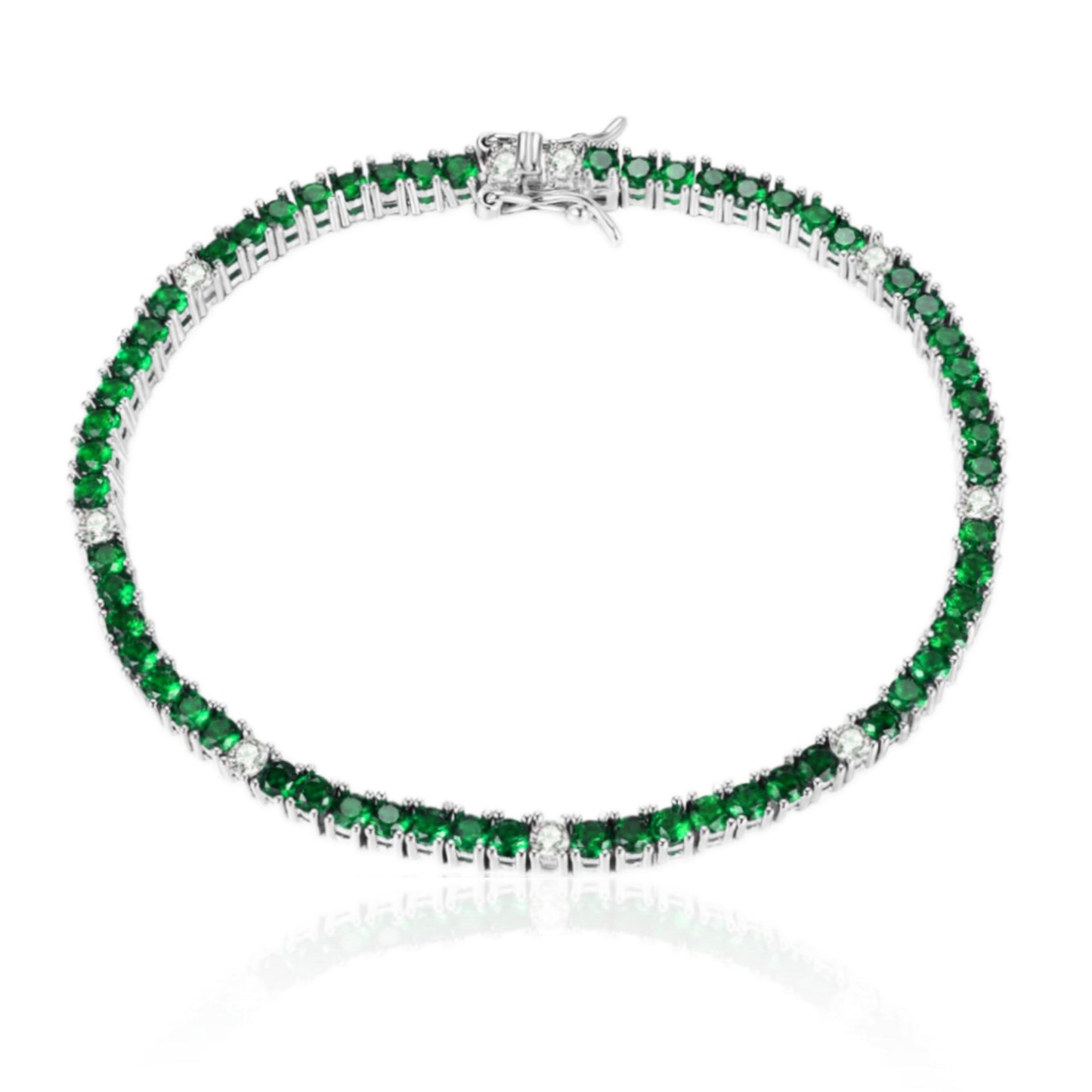 Sterling Silver Ruby, Emerald, and Sapphire Colored CZ Stone Bracelets - HK Jewels