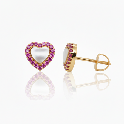 Kids Heart Stud Earrings - Gold Plated Surgical Steel - Hypoallergenic
