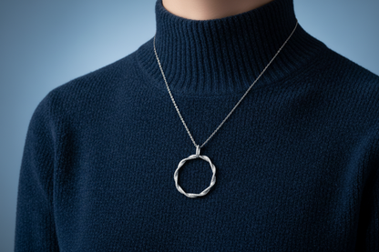 Sterling Silver Twisted Circle Pendant Necklace