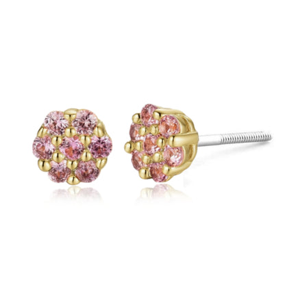 Surgical Steel Small 5mm Colored CZ Flower Stud Earrings