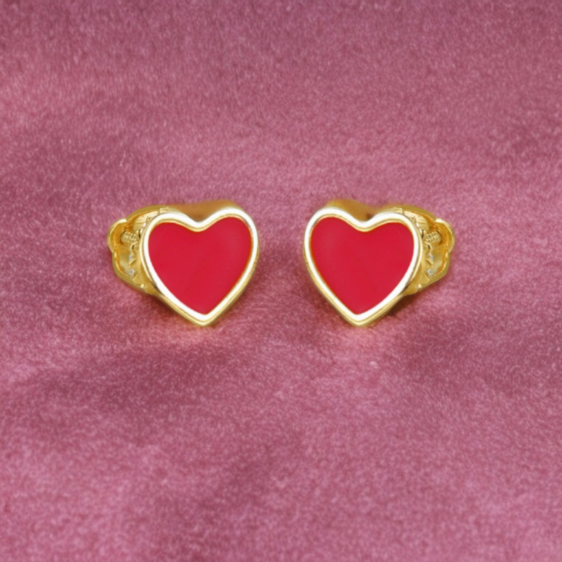 Gold Plated Surgical Steel Enamel Heart Stud Earrings