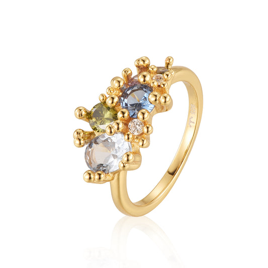 Gold Plated Silver Colorful Ring