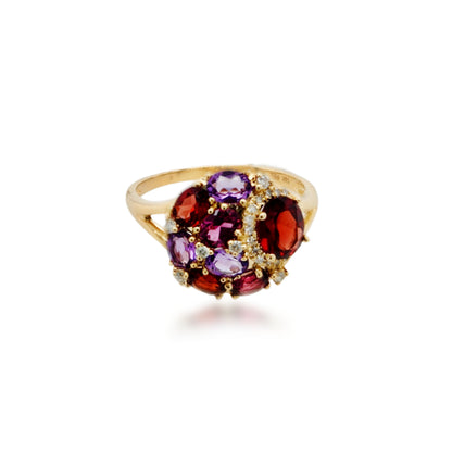 14K Gold Garnet and Diamond Ring