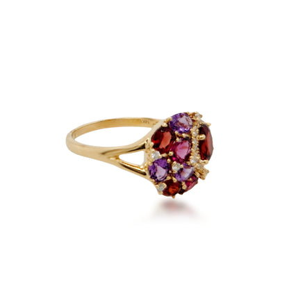 14K Gold Garnet and Diamond Ring