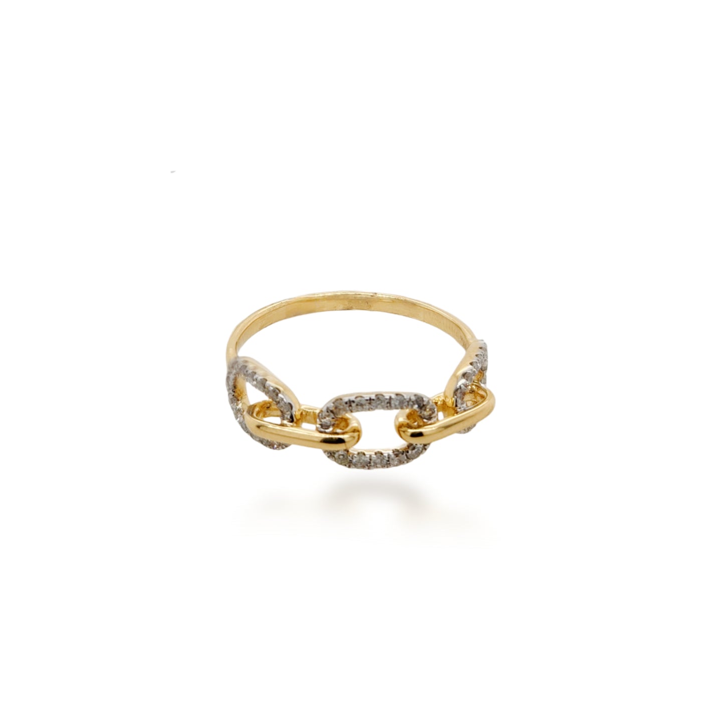 14K Gold Diamond Paperclip Ring