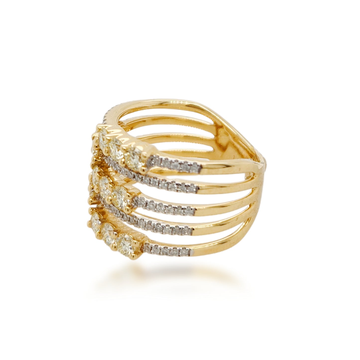 14K Gold Clear and Yellow Diamond Ring