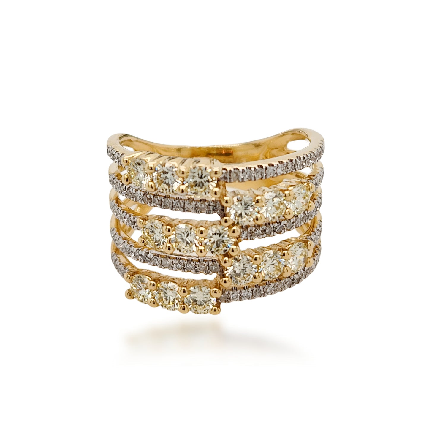 14K Gold Clear and Yellow Diamond Ring