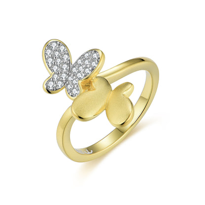 Gold Plated Sterling Silver Double Butterfly Ring