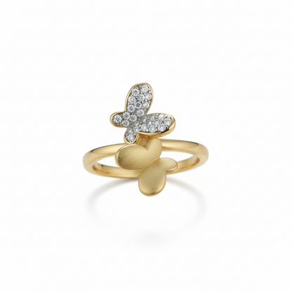 Gold Plated Sterling Silver Double Butterfly Ring